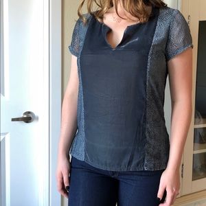 Women’s Dusty Blue Velvet Anthropology Top